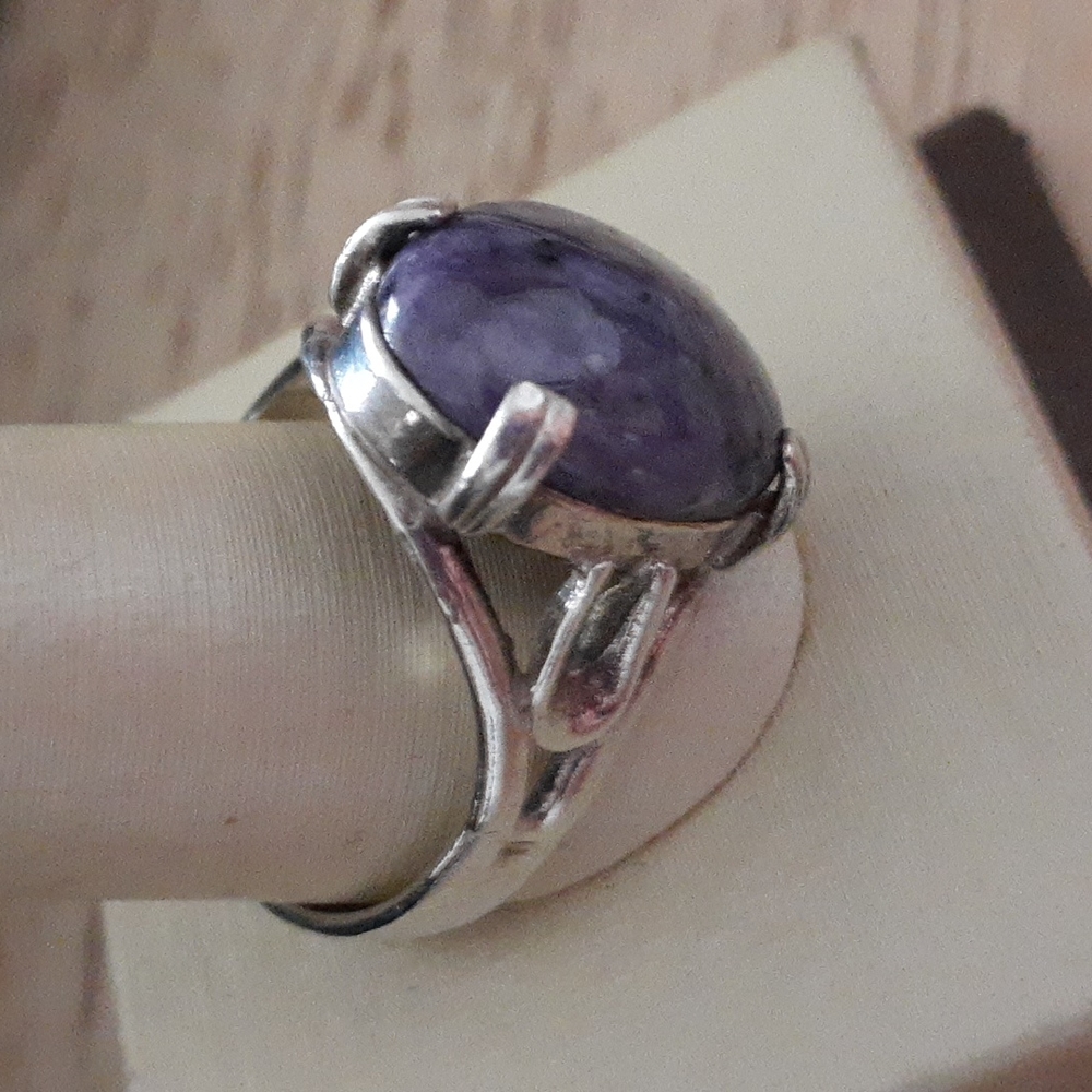 Sterling Silver Charoite Gemstone Ring T100 - Picture 14 of 14